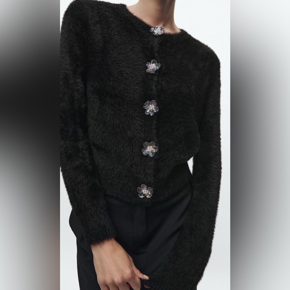 ZARA ~ FAUX FUR KNIT JACKET | Cardigan - Picture 9 of 9